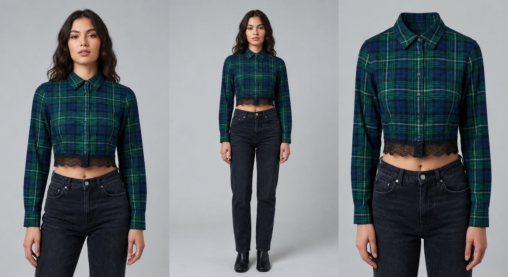 Women's plaid cropped shirt collection