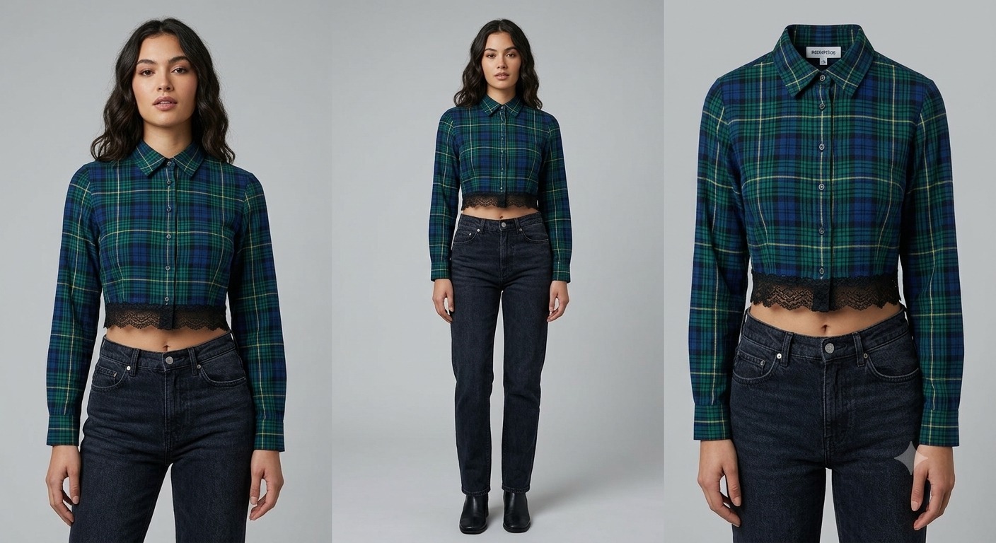 Women's plaid cropped shirt collection